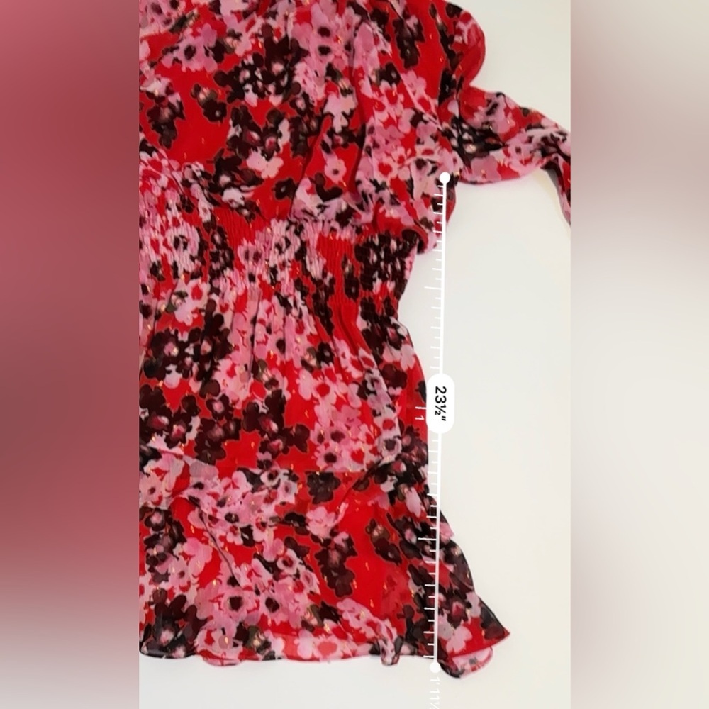 Taylor Long Sleeve Mock Neck Smocked Waist Floral Dress 10P - Picture 12 of 12